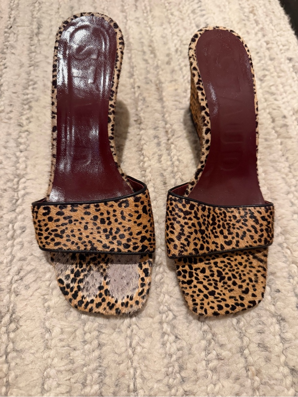 STAUD Bea Mule Cheetah Calf Hair Block Heel EU 38.5